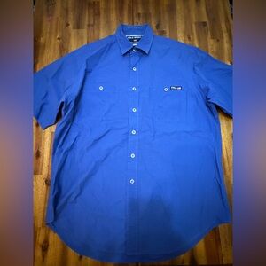 Men's Shirt Vintage  Blue Polo Sport work shirt size Large